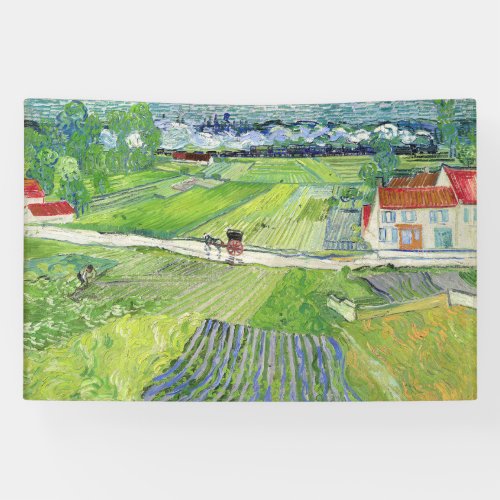 Vincent van Gogh _ Landscape with Carriage  Train Banner