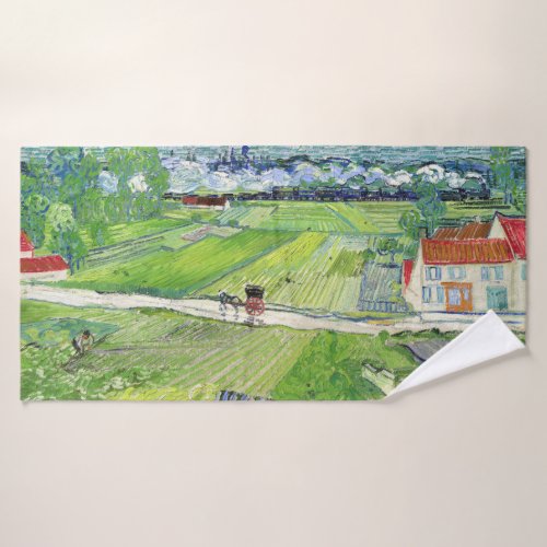 Vincent van Gogh _ Landscape with Carriage  Train Bath Towel Set