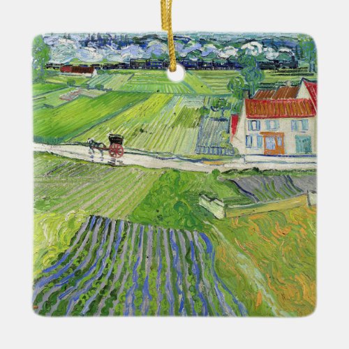 Vincent van Gogh _ Landscape with Carriage  Train Ceramic Ornament