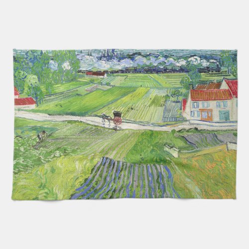 Vincent van Gogh _ Landscape with Carriage  Train Kitchen Towel