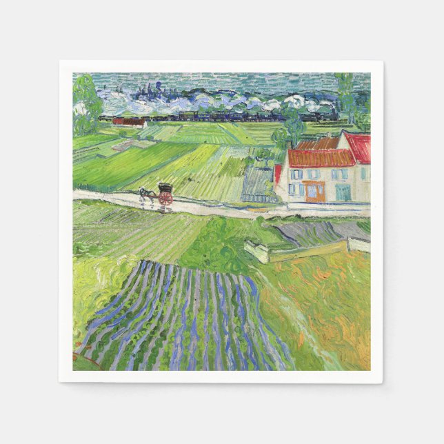 Vincent van Gogh - Landscape with Carriage & Train Napkins (Front)