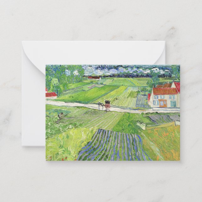 Vincent van Gogh - Landscape with Carriage & Train Note Card (Front)