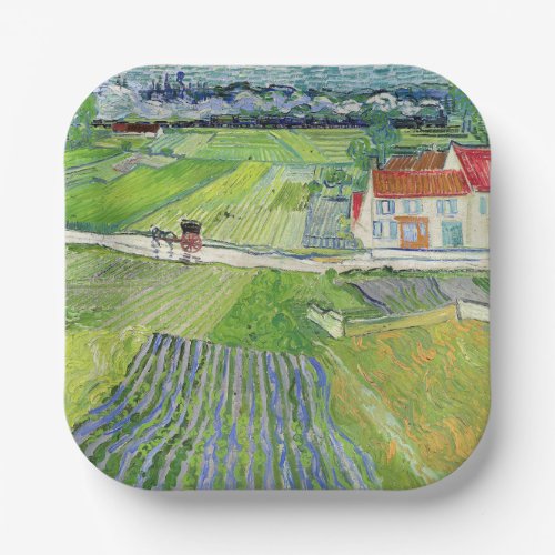 Vincent van Gogh _ Landscape with Carriage  Train Paper Plates