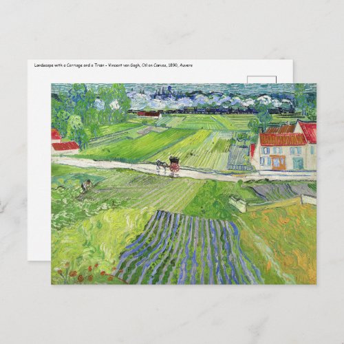 Vincent van Gogh _ Landscape with Carriage  Train Postcard