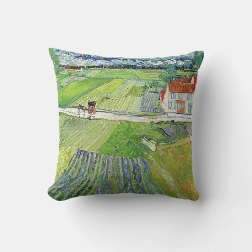 Vincent van Gogh _ Landscape with Carriage  Train Throw Pillow
