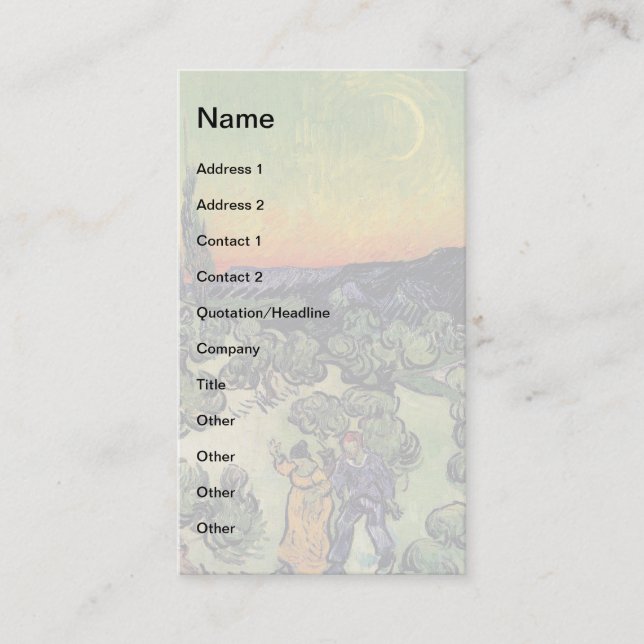 Vincent Van Gogh - Landscape With Couple Fine Art Business Card (Front)