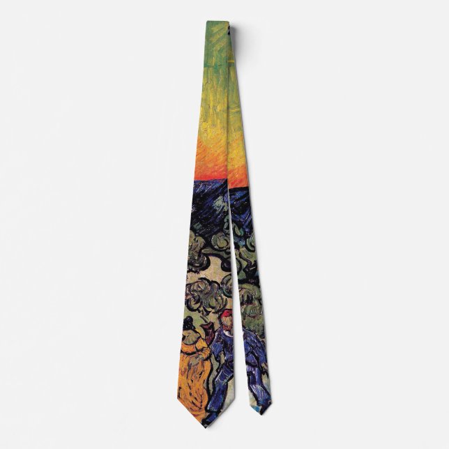 Vincent Van Gogh - Landscape With Couple Fine Art Neck Tie (Front)