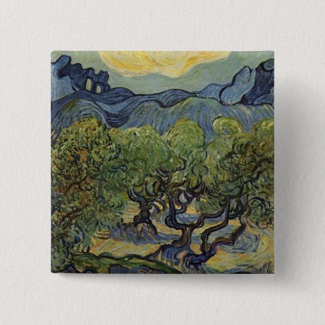 Vincent van Gogh - Landscape with Olive Trees Button (Front)