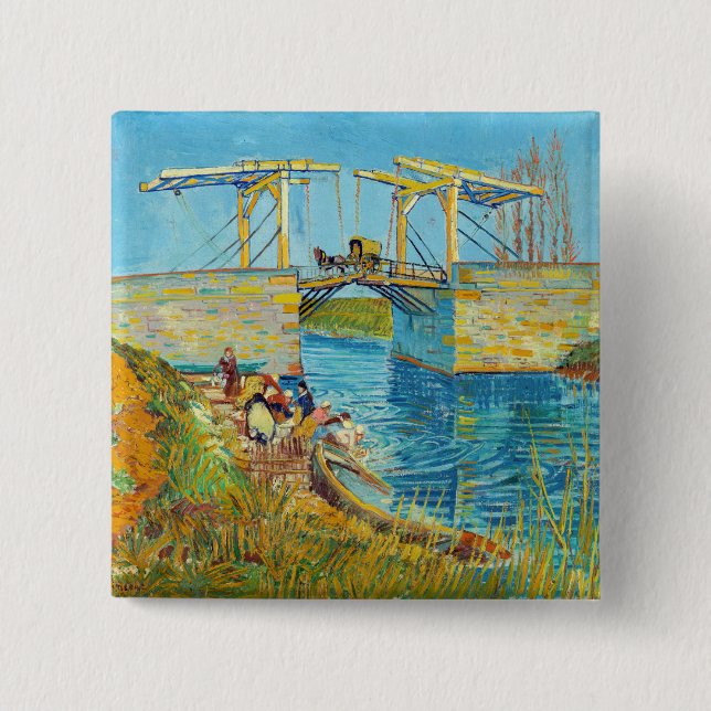 Vincent van Gogh - Langlois Bridge at Arles #1 Button (Front)