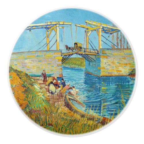 Vincent van Gogh _ Langlois Bridge at Arles 1 Ceramic Knob