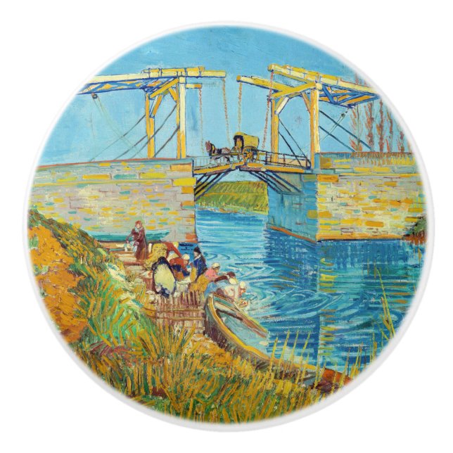 Vincent van Gogh - Langlois Bridge at Arles #1 Ceramic Knob (Front)
