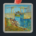 Vincent van Gogh - Langlois Bridge at Arles #1 Metal Ornament<br><div class="desc">The Langlois Bridge at Arles with Women Washing - Vincent van Gogh,  Oil on Canvas,  1888,  Arles</div>