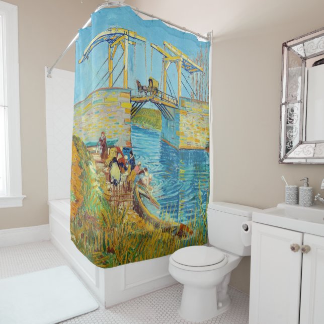 Vincent van Gogh - Langlois Bridge at Arles #1 Shower Curtain (In Situ)