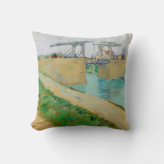 Vincent van Gogh - Langlois Bridge at Arles #2 Throw Pillow (Front)
