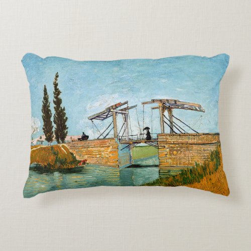 Vincent van Gogh _ Langlois Bridge at Arles 3 Accent Pillow