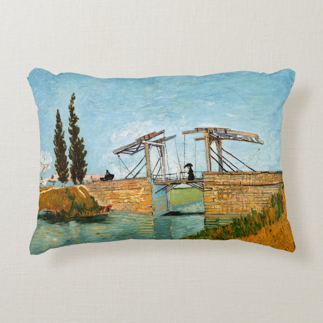 Vincent van Gogh - Langlois Bridge at Arles #3 Accent Pillow (Front)