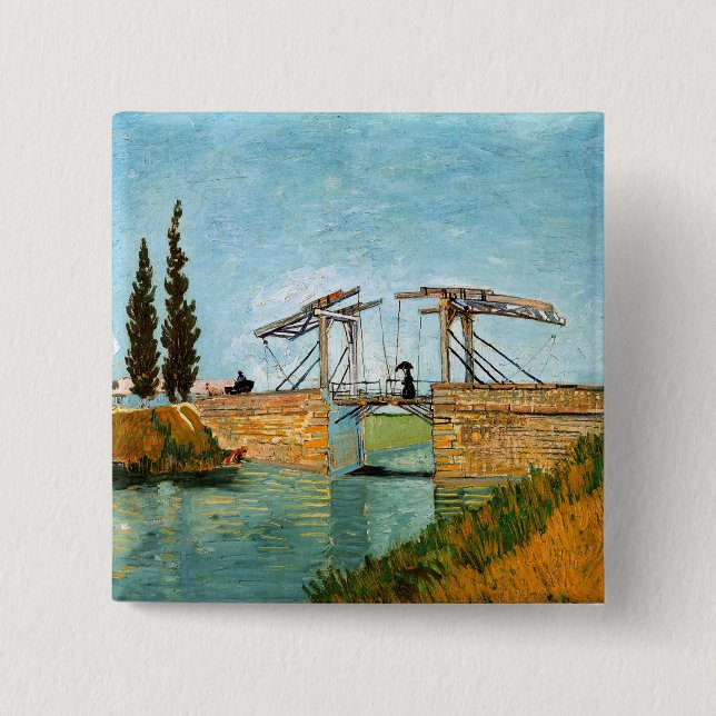 Vincent van Gogh - Langlois Bridge at Arles #3 Button (Front)