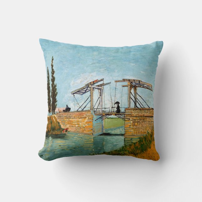 Vincent van Gogh - Langlois Bridge at Arles #3 Throw Pillow (Front)