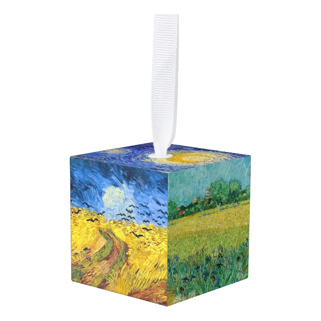 Vincent Van Gogh - Lanscapes Selection Cube Ornament (Front Angled)
