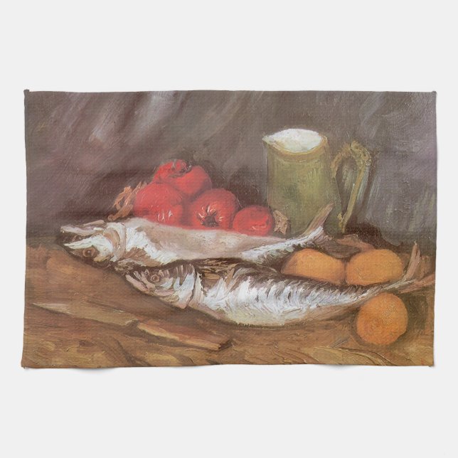 Vincent van Gogh - Mackerels, Lemons and Tomatoes Kitchen Towel (Horizontal)