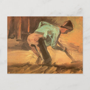 Vincent van Gogh - Man Stooping w Stick or Spade Postcard