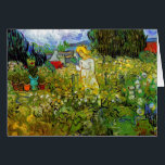Vincent Van Gogh - Marguerite Gachet In The Garden Cards<br><div class="desc">This oil on canvas from 1890 shows a young woman, the daughter of Van Gogh's physician Dr. Gachet, tending her garden with trees, flowers, mountains and clouds in the background. Unlike similar stores, Art Lover's Cafe features classic, high resolution works of art that have been carefully restored, color-balanced & retouched...</div>