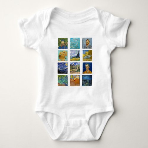 Vincent Van Gogh _ Masterpieces Grid Baby Bodysuit