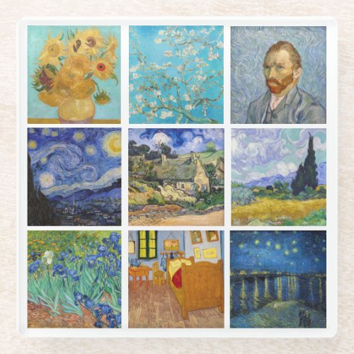 Vincent Van Gogh _ Masterpieces Grid Glass Coaster