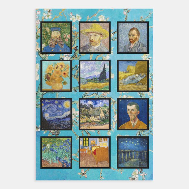 Vincent Van Gogh - Masterpieces Grid Wrapping Paper Sheets (Creator Uploaded)