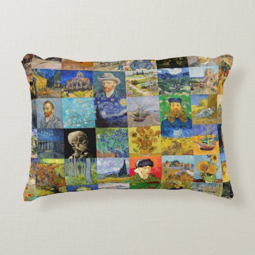 Vincent van Gogh _ Masterpieces Mosaic Patchwork Accent Pillow