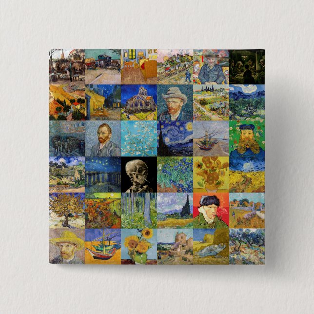 Vincent van Gogh - Masterpieces Mosaic Patchwork Button (Front)