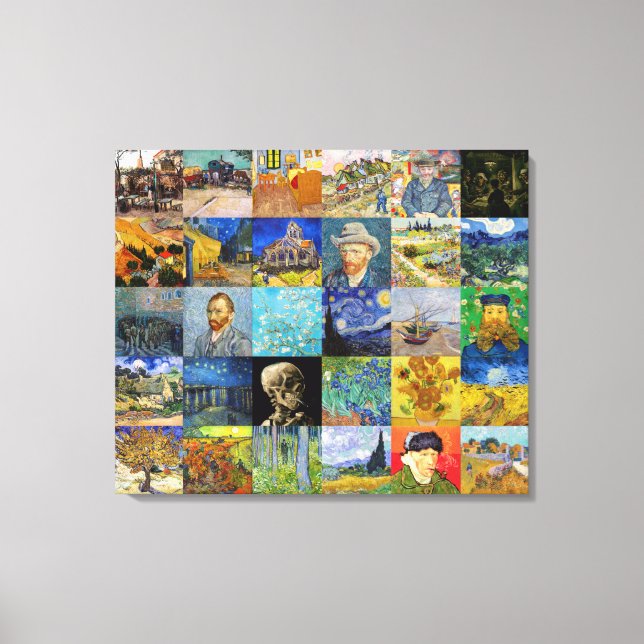 Vincent van Gogh - Masterpieces Mosaic Patchwork Canvas Print (Front)