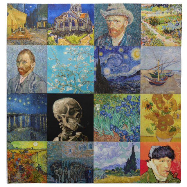 Vincent van Gogh - Masterpieces Mosaic Patchwork Cloth Napkin (Front)