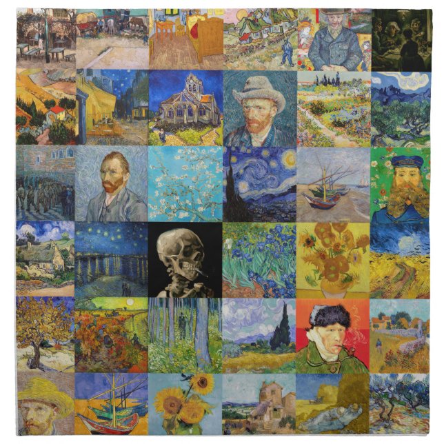 Vincent van Gogh - Masterpieces Mosaic Patchwork Cloth Napkin (Front)
