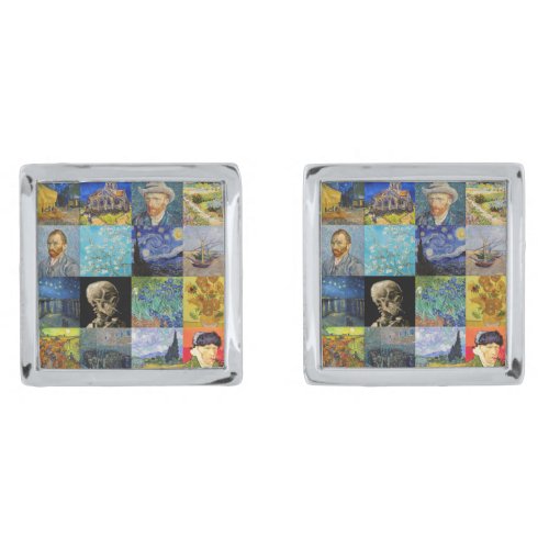 Vincent van Gogh _ Masterpieces Mosaic Patchwork Cufflinks