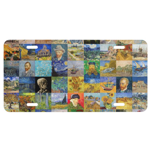 Vincent van Gogh - Masterpieces Mosaic Patchwork License Plate (Front)