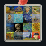 Vincent van Gogh - Masterpieces Mosaic Patchwork Metal Ornament<br><div class="desc">Vincent van Gogh - Masterpieces Patchwork,  4x4 Grid</div>