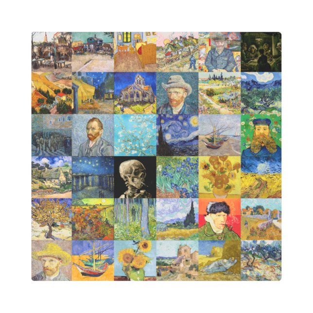 Vincent van Gogh - Masterpieces Mosaic Patchwork Metal Print (Front)