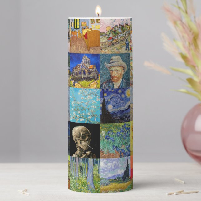 Vincent van Gogh - Masterpieces Mosaic Patchwork Pillar Candle (In Situ)