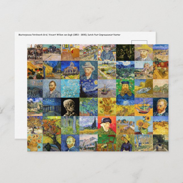 Vincent van Gogh - Masterpieces Mosaic Patchwork Postcard (Front/Back)