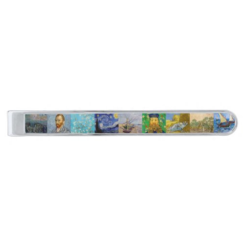 Vincent van Gogh _ Masterpieces Mosaic Patchwork Silver Finish Tie Bar