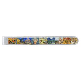 Vincent van Gogh - Masterpieces Mosaic Patchwork Silver Finish Tie Bar