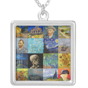 Vincent van Gogh - Masterpieces Mosaic Patchwork Silver Plated Necklace