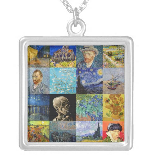 Vincent van Gogh _ Masterpieces Mosaic Patchwork Silver Plated Necklace