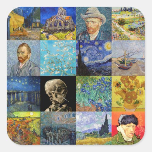 Vincent van Gogh _ Masterpieces Mosaic Patchwork Square Sticker