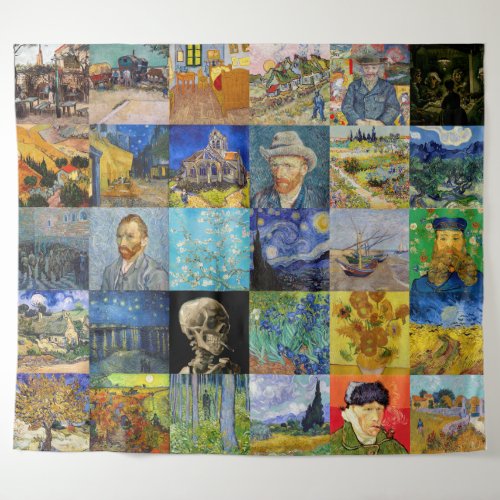 Vincent van Gogh _ Masterpieces Mosaic Patchwork Tapestry
