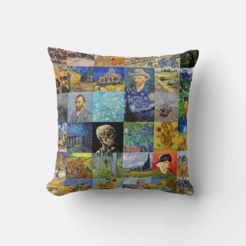 Vincent van Gogh _ Masterpieces Mosaic Patchwork Throw Pillow