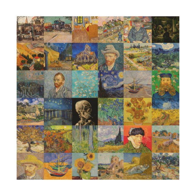Vincent van Gogh - Masterpieces Mosaic Patchwork Wood Wall Art (Front)