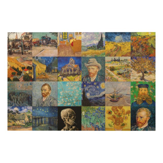 Vincent van Gogh - Masterpieces Mosaic Patchwork Wood Wall Art (Front)