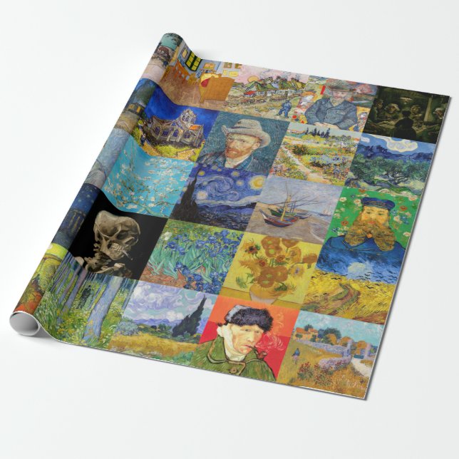 Vincent van Gogh - Masterpieces Mosaic Patchwork Wrapping Paper (Unrolled)